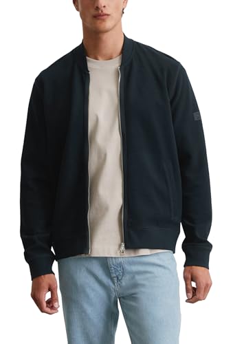 Marc O'Polo Herren Jerseyjacke aus Bio-Baumwolle mit Blouson-Kragen, Blau (Dark Navy), M von Marc O'Polo