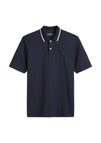 Marc O'Polo Herren Kurzarm-Poloshirt aus Bio-Baumwolle Regular Fit, Blau (Dark Navy), L von Marc O'Polo
