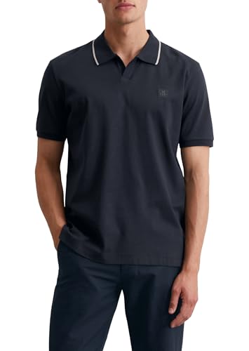 Marc O'Polo Herren Kurzarm-Poloshirt aus Bio-Baumwolle Regular Fit, Blau (Dark Navy), XL von Marc O'Polo