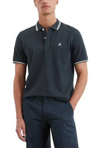 Marc O'Polo Herren Kurzarm-Poloshirt aus Bio-Baumwolle Regular Fit, Blau (Dark Navy), XXL von Marc O'Polo