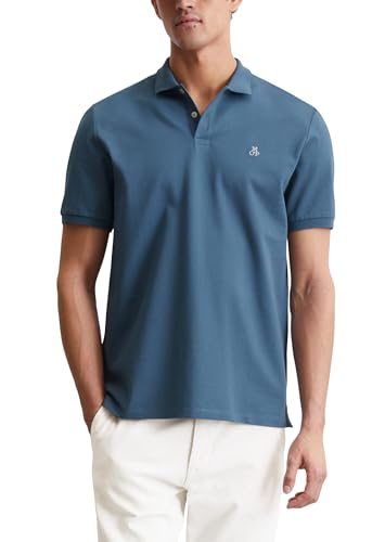 Marc O'Polo Herren Kurzarm-Poloshirt aus Bio-Baumwolle Regular Fit, Blau (Storm), S von Marc O'Polo