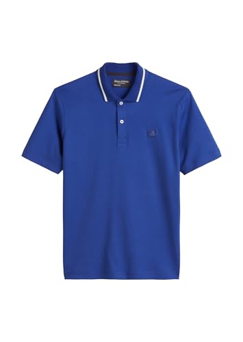 Marc O'Polo Herren Kurzarm-Poloshirt aus Bio-Baumwolle Regular Fit, Blau (Venom Blue), S von Marc O'Polo