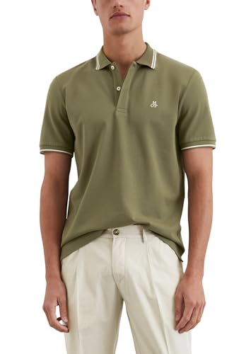 Marc O'Polo Herren Kurzarm-Poloshirt aus Bio-Baumwolle Regular Fit, Grün (Oak Ash), L von Marc O'Polo