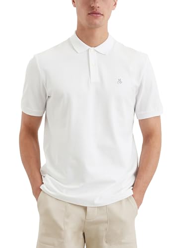 Marc O'Polo Herren Kurzarm-Poloshirt aus Bio-Baumwolle Regular Fit, Weiß (White), L von Marc O'Polo