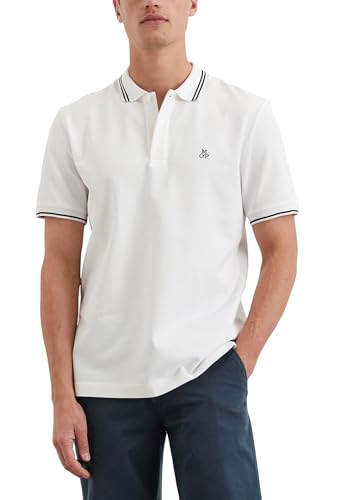 Marc O'Polo Herren Kurzarm-Poloshirt aus Bio-Baumwolle Regular Fit, Weiß (White), M von Marc O'Polo