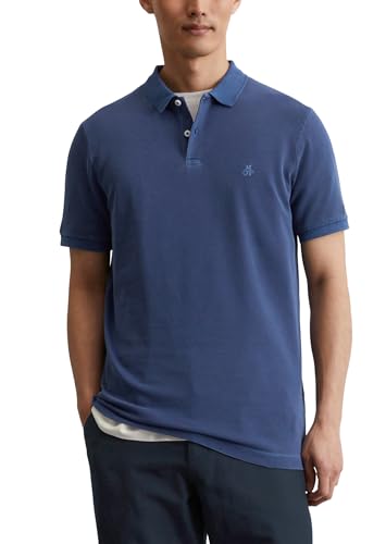 Marc O'Polo Herren Kurzarm-Poloshirt mit Knopfleiste Shaped Fit, Blau (Iris Ink), XXL von Marc O'Polo