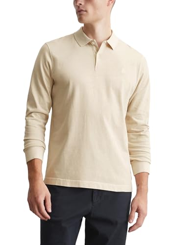 Marc O'Polo Herren Langarm-Poloshirt aus Bio-Baumwolle Regular Fit, Beige (Gray Silk), S von Marc O'Polo