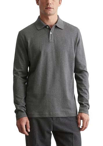 Marc OߴPolo Herren Langarm-Poloshirt aus Bio-Baumwolle Regular Fit, Grau (Graphite Grey Melange), XXL von Marc O'Polo