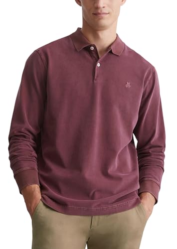 Marc OߴPolo Herren Langarm-Poloshirt aus Bio-Baumwolle Regular Fit, Rot (Wine Berry), XS von Marc O'Polo