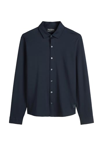 Marc O'Polo Herren Langarm-Poloshirt mit Kentkragen Regular Fit, Blau (Dark Navy), XL von Marc O'Polo
