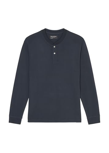 Marc OߴPolo Herren Langarmshirt aus Bio-Baumwolle Basic, Blau (Dark Navy), L von Marc O'Polo