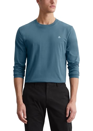 Marc O'Polo Herren Langarmshirt aus Bio-Baumwolle Basic, Blau (Storm), S von Marc O'Polo