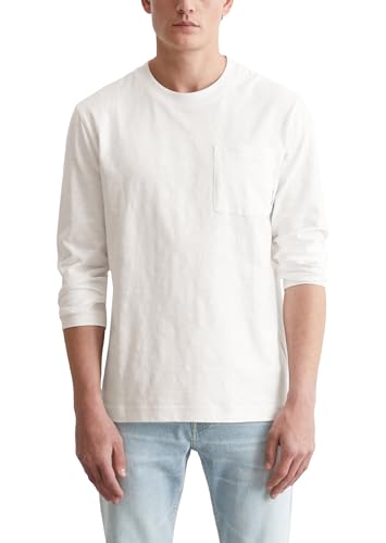 Marc O'Polo Herren Langarmshirt aus Bio-Baumwolle Regular Fit, Cremefarben (Egg White), XL von Marc O'Polo