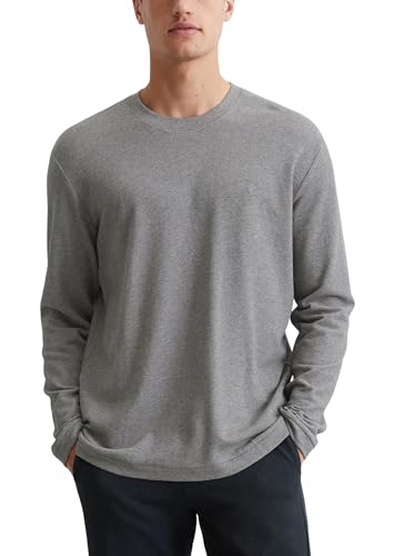 Marc O'Polo Herren Langarmshirt aus Bio-Baumwolle mit Rundhalsausschnitt, Grau (Grey Melange), S von Marc O'Polo