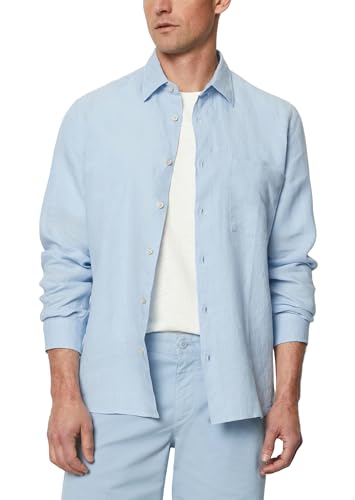 Marc O'Polo Herren Leinenhemd Langarm Regular Fit, Blau (Homestead Blue), S von Marc O'Polo
