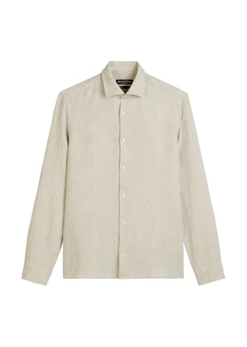 Marc O'Polo Herren Leinenhemd Langarm Shaped Fit, Beige (Multi/Oak), 3XL von Marc O'Polo