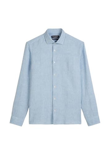 Marc O'Polo Herren Leinenhemd Langarm Shaped Fit, Blau (Mulit/Angels Wings), L von Marc O'Polo