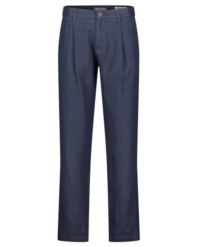 Marc O'Polo Herren Leinenhose OSBY Jogger Pleats Tapered Fit Marine (52) 32/32 von Marc O'Polo