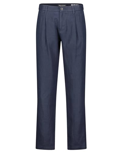 Marc O'Polo Herren Leinenhose OSBY Jogger Pleats Tapered Fit Marine (52) 34/32 von Marc O'Polo