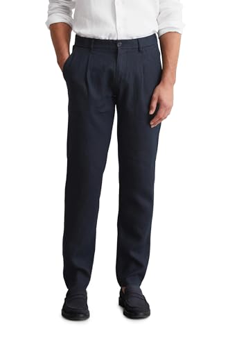 Marc O'Polo Herren Leinenhose mit elastischem Bund lang, Blau (Dark Navy), W33/L34 von Marc O'Polo