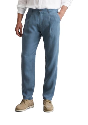 Marc O'Polo Herren Leinenhose mit elastischem Bund lang, Blau (Storm), W36/L32 von Marc O'Polo