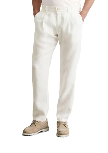 Marc O'Polo Herren Leinenhose mit elastischem Bund lang, Cremefarben (Egg White), W32/L30 von Marc O'Polo