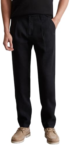 Marc O'Polo Herren Leinenhose mit elastischem Bund lang, Schwarz (Black), W31/L30 von Marc O'Polo