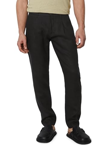 Marc O'Polo Herren Leinenhose mit elastischem Bund lang, Schwarz (Black), W33/L36 von Marc O'Polo