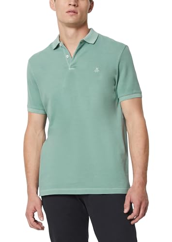 Marc O'Polo Herren Kurzarm-Poloshirt mit Knopfleiste Shaped Fit, Türkis (Midnight Moss), S von Marc O'Polo