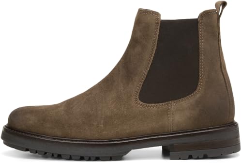 Marc OߴPolo Herren Chelsea Boots aus Veloursleder zum Schlupfen, Braun (Dark Taupe), 41 von Marc O'Polo