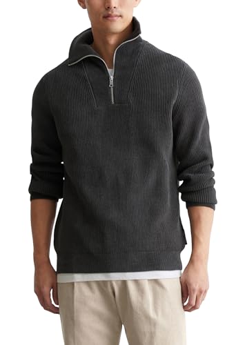 Marc O'Polo Herren Strickpullover aus Bio-Baumwolle Langarm, Grau (Graphite Grey Melange), S von Marc O'Polo