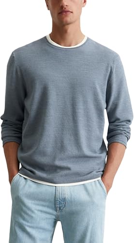 Marc O'Polo Herren Strickpullover aus Bio-Baumwolle mit Piqué-Struktur, Blau (Meltwater), XXL von Marc O'Polo