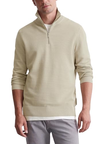Marc O'Polo Herren Strickpullover aus Bio-Baumwolle mit Reißverschluss, Grau (Dapple Gray), S von Marc O'Polo