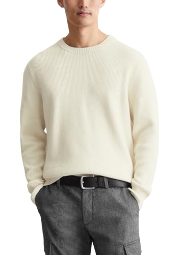 Marc O'Polo Herren Strickpullover mit Rundhalsausschnitt Langarm, Beige (Gray Silk), M von Marc O'Polo