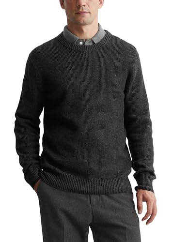 Marc O'Polo Herren Strickpullover mit Rundhalsausschnitt Langarm, Grau (Dark Grey Melange), M von Marc O'Polo