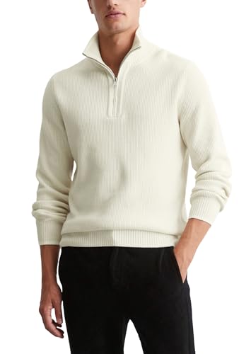 Marc O'Polo Herren Strickpullover mit Troyerkragen Regular Fit, Beige (Gray Silk), XXL von Marc O'Polo