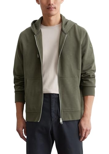 Marc O'Polo Herren Sweatjacke aus Bio-Baumwolle mit Kapuze, Grün (Neverland Iron), L von Marc O'Polo