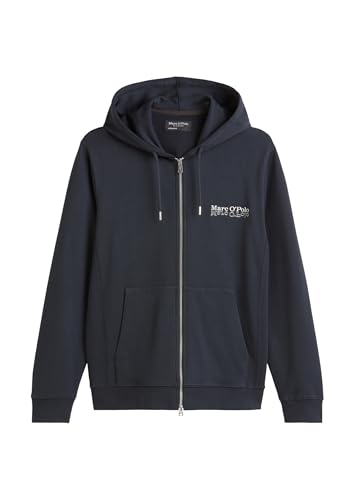 Marc O'Polo Herren Sweatjacke aus Bio-Baumwolle mit Kordeln, Blau (Dark Navy), L von Marc O'Polo