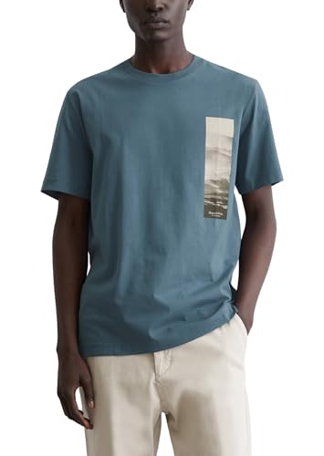 Marc O'Polo Herren T-Shirt aus Bio-Baumwolle Regular Fit, Blau (Storm), XS von Marc O'Polo