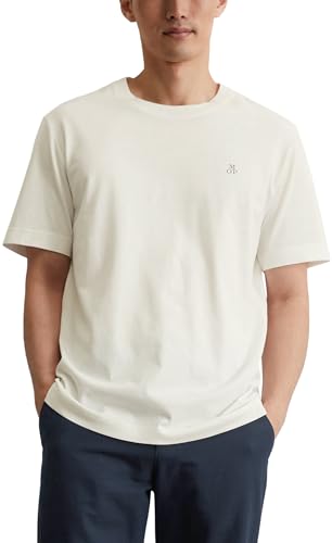 Marc O'Polo Herren T-Shirt aus Bio-Baumwolle Regular Fit, Cremefarben (Egg White), XS von Marc O'Polo