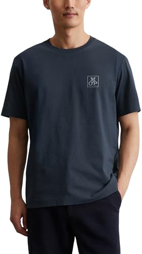 Marc O'Polo Herren T-Shirt aus Bio-Baumwolle mit Rundhalsausschnitt, Blau (Dark Navy), L von Marc O'Polo