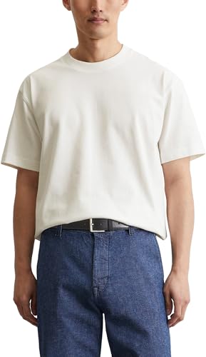 Marc O'Polo Herren T-Shirt aus Bio-Baumwolle mit Rundhalsausschnitt, Cremefarben (Egg White), S von Marc O'Polo