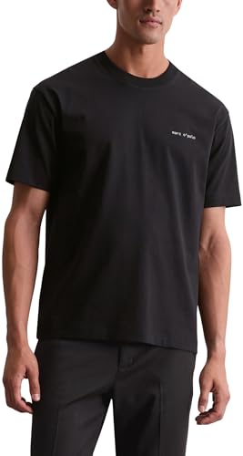Marc OߴPolo Herren T-Shirt mit Natur-Rückenprint Relaxed Fit, Schwarz (Black), 3XL von Marc O'Polo