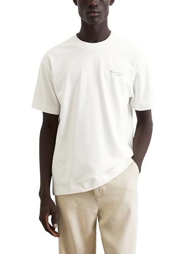 Marc O'Polo Herren T-Shirt mit Rücken-Print Relaxed Fit, Cremefarben (Egg White), L von Marc O'Polo