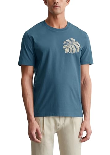 Marc O'Polo Herren T-Shirt mit floralem Print Regular Fit, Blau (Storm), M von Marc O'Polo