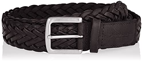 Marc O'Polo Herren Gürtel geflochten aus Leder, Schwarz (Black), 85 von Marc O'Polo