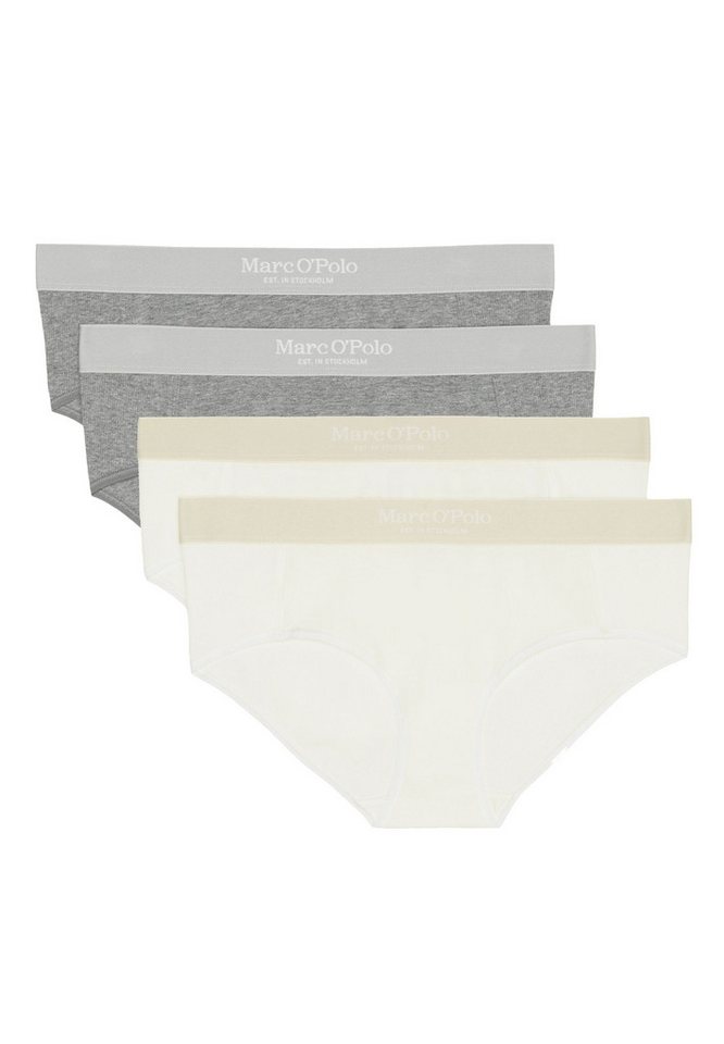 Marc O'Polo Hipster 4er Pack Iconic Rib (Spar-Set, 4-St) Hipster - Baumwolle - Atmungsaktiv - Atmungsaktiv und elastisch von Marc O'Polo