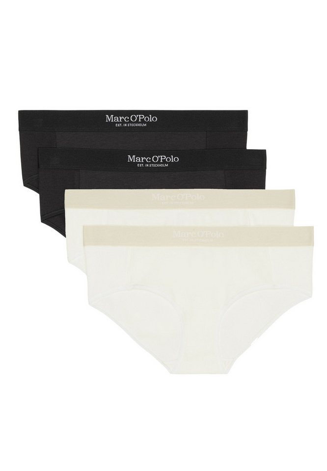 Marc O'Polo Hipster 4er Pack Iconic Rib (Spar-Set, 4-St) Hipster - Baumwolle - Atmungsaktiv - Atmungsaktiv und elastisch von Marc O'Polo