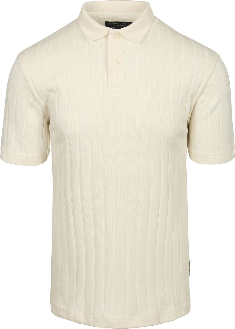 Marc O'Polo Knitted Poloshirt Rib Structure Off White - Größe L von Marc O'Polo