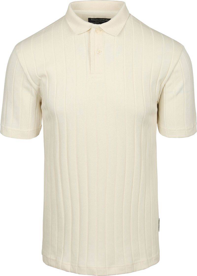 Marc O'Polo Knitted Poloshirt Rib Structure Off White - Größe XL von Marc O'Polo